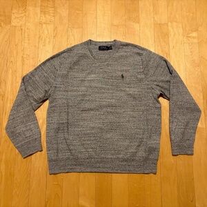 Polo Ralph Lauren Men's L Sweater Crew Neck Gray Black Marled Heather Sweatshirt